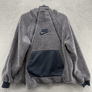 Nike Womens Medium Sportswear NSW‎ Pullover Sherpa Zipper Hoodie Grey